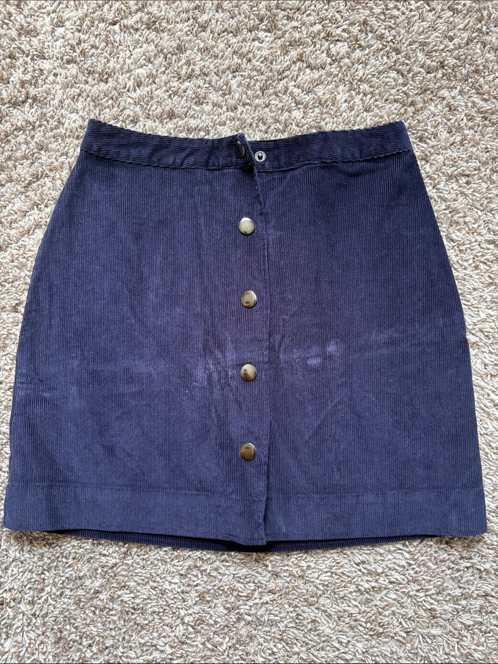 Dark Blue Corduroy Mini Skirt